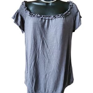 Daisy Fuentes Slate Grey Knit Ruffle Top - S